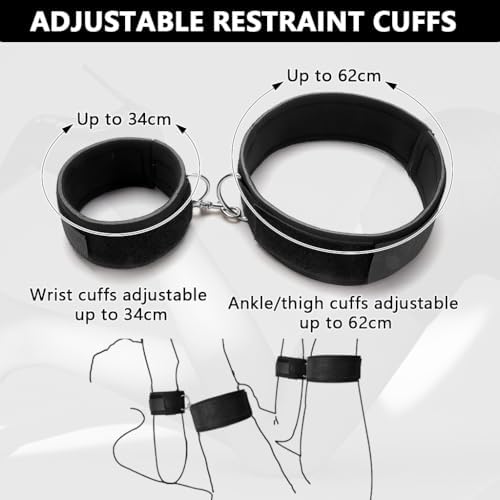Sex Bondage Wrist & Thigh Cuffs BDSM Restraints Set, Couples Sex Toy Handcuffs Adjustable Sex Cuffs Sex Restraints Straps Wrist-to-Thigh, Restraint Set Adult Sex Toys for Couples|B0FG72L1W2
