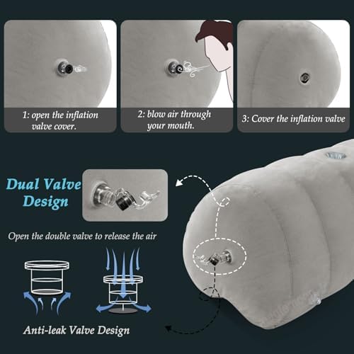 Sex Pillow Couples Sex Toys, Heart Shaped Inflatable Cushion Furniture for Bedroom Dildo Mount, Upsize Pillow with Bondage Cuffs, Cross Strap, Nipple Clamps BDSM Kit|B0D1KY671M