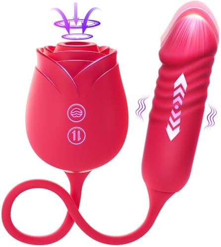 Vibrator Dildo Sex Toys for Women - MOOLIGIRL Rose Sex Toy with Thrusting G Spot Vibrators & 10 Sucking Modes for Clitoral Nipple Stimulation Anal Double-Ended Dildos Adult Sex Toys Games for Couples|B0CNRZVJMG