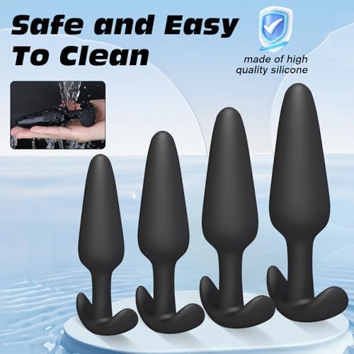 4PCS Silicone Anal Butt Plug Set, Beginner to Advanced, Trainer Kit with Flared Base for Women, Men Comfortable Long-Term Wear, Premium Training Sets, Sex Toys for Couples|B0D9RL3BTZ