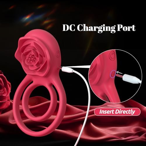 Vibrating Cock Ring with Rose Clitoral Stimulator, Pleasure Penis Ring Vibrator Couples Adult Sex Toys for Men Women, 7 Vibrations Male Couple Sex Toy|B0C6MR7DFZ