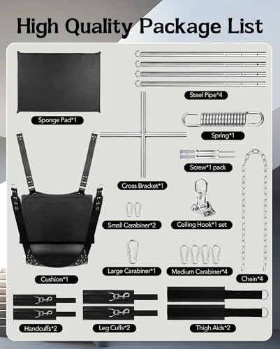 BDSM Sex Swing Bondage Restraints - UTIMI Couples Sex Toys Ceiling Sex Sling with Comfortable Padded and Sturdy Steel Frame, Easy to Assemble and Adjustable, 360 Degree Spinning Holds up to 800 lbs|B0DJT2J6YV