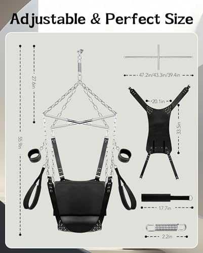 BDSM Sex Swing Bondage Restraints - UTIMI Couples Sex Toys Ceiling Sex Sling with Comfortable Padded and Sturdy Steel Frame, Easy to Assemble and Adjustable, 360 Degree Spinning Holds up to 800 lbs|B0DJT2J6YV
