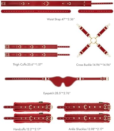 UTIMI Sex Bondage BDSM Kit Restraints 6PCS Sets with Adjustable Handcuffs Ankle Cuff Thigh Cuffs Blindfold Cross Strap Waist Strap Adult SM Games Sex Toys for Men Women and Couples|B0C4SYG3X7