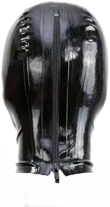 Black Latex Hood Mask Full Face Riding Hood for Party Cosplay Latex Mask for Halloween Christmas Party|B0FQV2NQD2