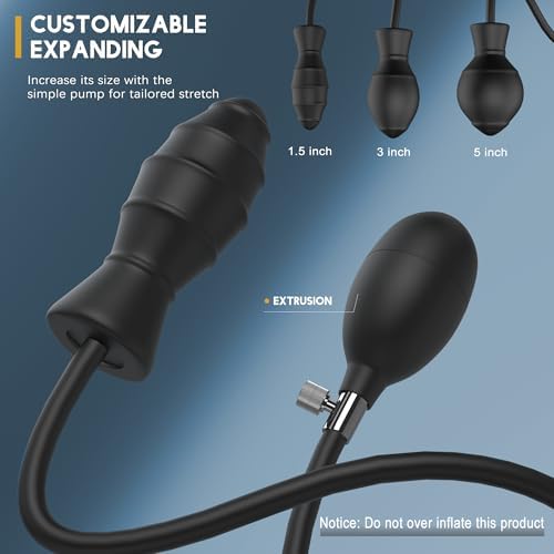 Inflatable Butt Plug, Body-Safe Silicone Anal Balloon Pump with Quick Release Valve Stretch Anal Sex Toys for Beginners and Advanced Users (Rippled Style)|B07T8BWHPL