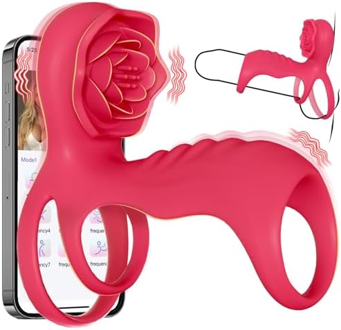 Vibrating Cock Ring with Rose Clitoral Stimulator, Pleasure Penis Ring Vibrator Couples Adult Sex Toys for Men Women, 7 Vibrations Male Couple Sex Toy|B0C6MR7DFZ