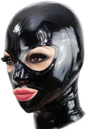 Black Latex Hood Mask Full Face Riding Hood for Party Cosplay Latex Mask for Halloween Christmas Party|B0FQV2NQD2