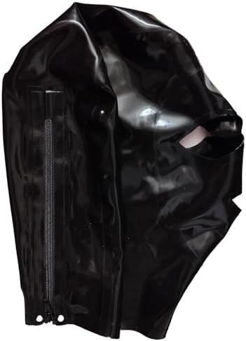 Black Latex Hood Mask Full Face Riding Hood for Party Cosplay Latex Mask for Halloween Christmas Party|B0FQV2NQD2