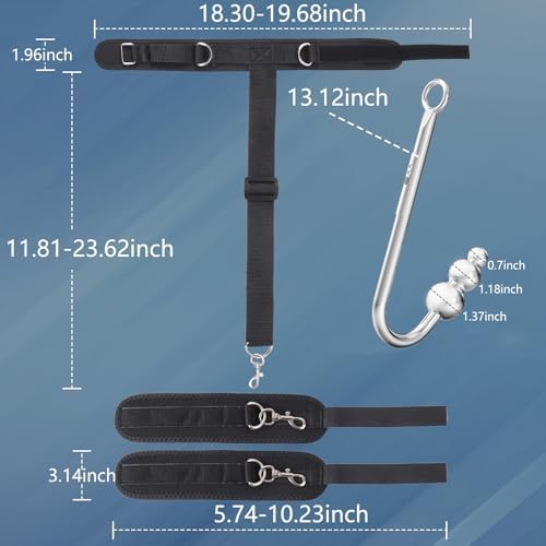 Vibrating Anal Hook BDSM Sex Bondage - Neck to Wrist Restraints Kit, Sex Toys for Couple Adjustable Behind Back Handcuffs Bondage Restraints Set, Bed SM Adult Sex Game Play, Sex Toys for Beginner|B0D91S8YX3