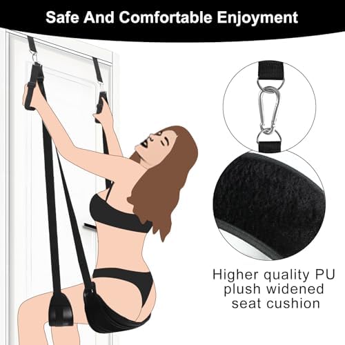 BDSM Door Sex Toys Sex Swing Bondage Slave Leather Soft Plush Sex Slings with Adjustable Straps, Hanging Door Handcuffs Leg Restraints Spreader Adult Toys for Couple|B0CZHXR2R9