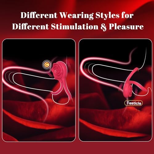 Vibrating Cock Ring with Rose Clitoral Stimulator, Pleasure Penis Ring Vibrator Couples Adult Sex Toys for Men Women, 7 Vibrations Male Couple Sex Toy|B0C6MR7DFZ