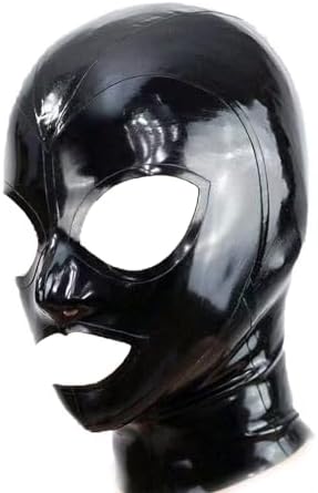 Black Latex Hood Mask Full Face Riding Hood for Party Cosplay Latex Mask for Halloween Christmas Party|B0FQV2NQD2