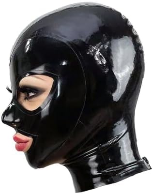 Black Latex Hood Mask Full Face Riding Hood for Party Cosplay Latex Mask for Halloween Christmas Party|B0FQV2NQD2