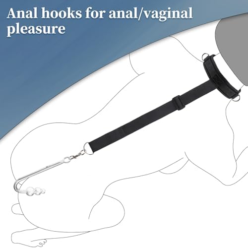Vibrating Anal Hook BDSM Sex Bondage - Neck to Wrist Restraints Kit, Sex Toys for Couple Adjustable Behind Back Handcuffs Bondage Restraints Set, Bed SM Adult Sex Game Play, Sex Toys for Beginner|B0D91S8YX3