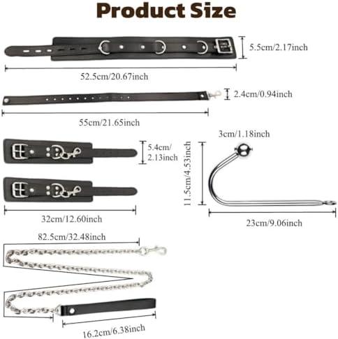 Anal Hook Sex Bondage Restraints Kit BDSM Sex Toys Handcuffs Neck Collar Wrist Cuffs with Traction Chain Adjustable Sex Game for Adults Couples|B0CCRPJ8CR