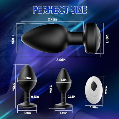 Anal Plug Sex Toys Vibrator – Silicone Butt Plugs Training Kit with Remote Control, 10 Vibration Modes, Prostate Massager for Adults – Black|B0CPSZCJR8