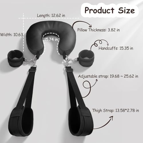 Bondage Sex Restraints BDSM Toys, Detachable Couples Sex Toys Bondage with Handcuffs, Silk-Filled Neck Pillow to Thigh Sling BDSM Restraints, Adjustable Leg Straps Tie for Kinky Pleasure|B0FGX7VHTG