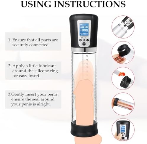 Male Penis Pump Sex Toys, Automatic Enlargers & Extend Pump for Men with LED Display, Adult Toys for Men Penis Entender Erection Pumps, Sex Toys - Pumps & Enlargers (6 Cock Rings)|B07MDWYVFZ