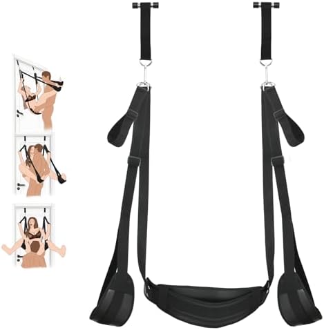 BDSM Door Sex Toys Sex Swing Bondage Slave Leather Soft Plush Sex Slings with Adjustable Straps, Hanging Door Handcuffs Leg Restraints Spreader Adult Toys for Couple|B0CZHXR2R9