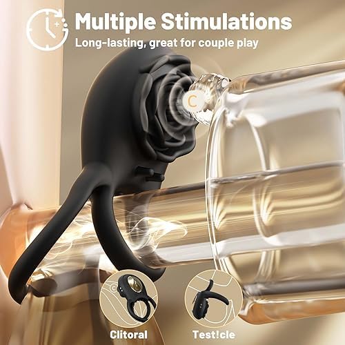 Vibrating Cock Ring Adult Sex Toys for Men, Silicone Penis Ring with Rose Clitoral Vibrator Couples Sex Toys, 8 Vibrations Adult Male Sex Toy Remote Control Vibrators for Men Female Couple Pleasure|B0CGQRJV87