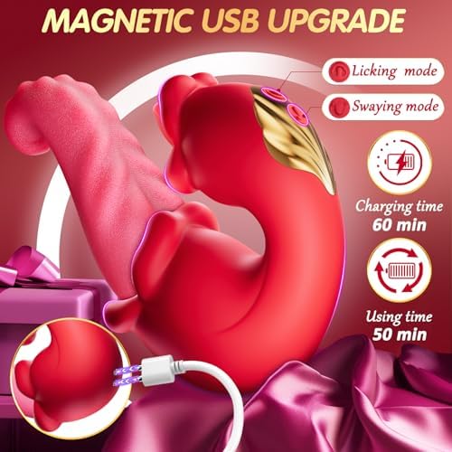 Sex Toys Realistic Tongue Vibrator for Women – 10 Licking Clitoral & 10 Swing Vibration Modes, AAVibe Rose Toy Thrusting Vibrators Dildo, Adult Toy Stimulator Pleasure Tools for Female Couples Games|B0D6GF9Q14
