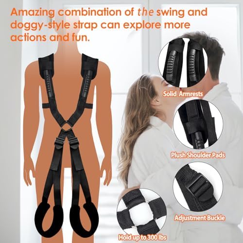 Adult Sex Toys BDSM Bondage Love Slings for Couples, Sex Swing Set with Adjustable Straps, Soft Plush Padding Mat, Sex Restraints Toys, Holds up to 300lbs|B0CDWB9X85