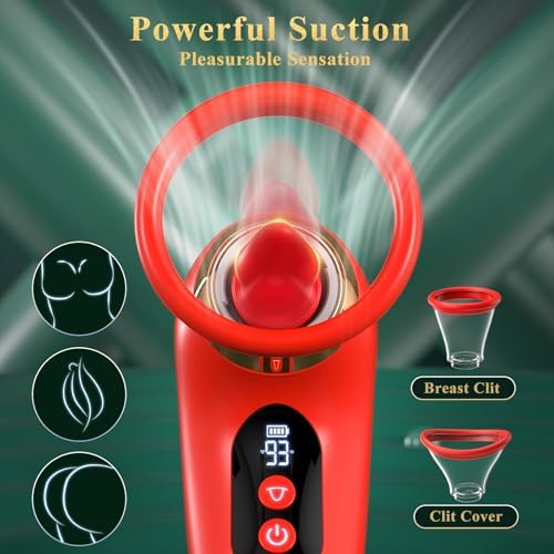 Vibrator Adult Sex Toys for Women - 5IN1 Sucking Vibrator Rose Sex Toy, 3 Sucking, 9 Tongue Licking & Vibrating Adult Toys, LCD Display Removable Cup Clitoral G Spot Vibrators Sex Novelties|B0CXSSKYN4