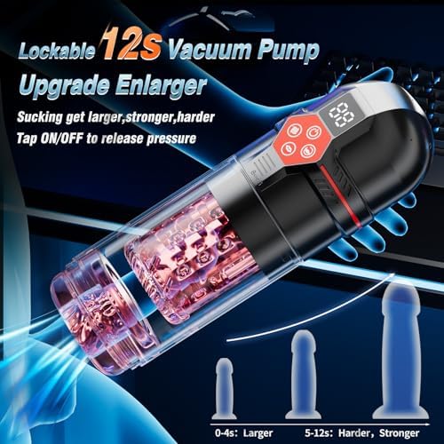 Male Masturbator Penis Pump - Male Sex Toys for Men with Upgrade 12 S Vacuum Pump & 7 Thrusting Rotating Vibrating Sucking Licking LCD Adult Toys Mens Sex Toys Pocket Pussy Pumps & Enlargers|B0DDL3X6PF