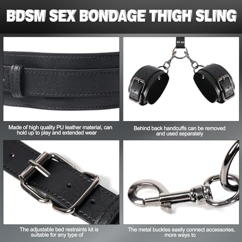 Vibrating Anal Hook BDSM Sex Bondage Restraints Kit, Thigh Sling Chest Harness Behind Back Handcuffs, 3 Balls Anal Trainer with 9 Vibration Modes, SM Fetish Unisex Sex Toys for Couples|B0CPJ3HTFS