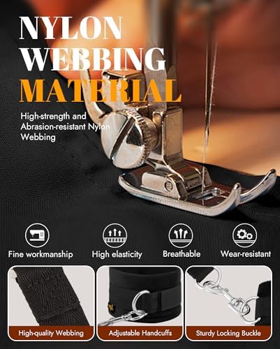 BDSM Bondage Restraint Sex Toys - UTIMI Bed Sex Straps Set with Handcuffs Ankle Cuffs Blindfold Feather Tickler & 4 Separate Straps Adult Kinky Bondage Rope Toy for Men Women and Couples Foreplay|B00N8C14WU