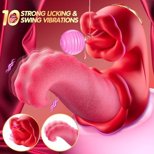 Sex Toys Realistic Tongue Vibrator for Women – 10 Licking Clitoral & 10 Swing Vibration Modes, AAVibe Rose Toy Thrusting Vibrators Dildo, Adult Toy Stimulator Pleasure Tools for Female Couples Games|B0D6GF9Q14