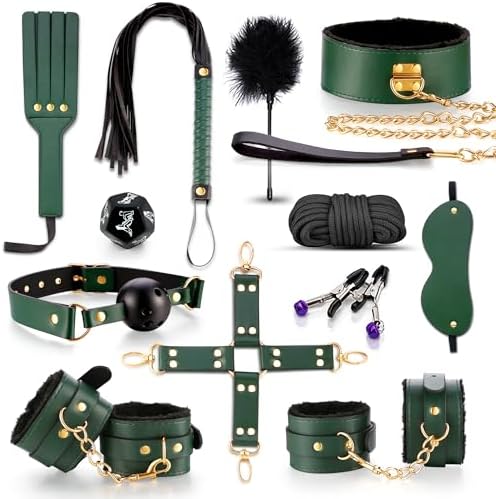 Adult BDSM Sex Toys for Men Women and Couples. Sex Bondage BDSM kit Restraints. 12PCS Adult Toys Sets with Adjustable Handcuffs Collar Ankle Cuff Blindfold Feather Tickler|B0DQ12Y4J8