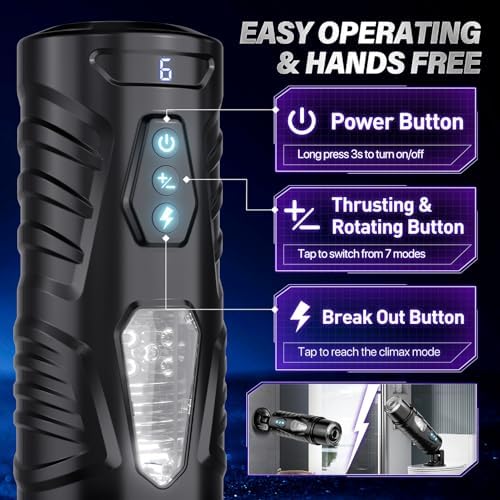 EINSEO AI Sync Male Masturbator Sex Toys for Men - Adult Toy Male Sex Toys with 7 Thrusting & 7 Rotating Modes, Pocket Pussy Hands Free Sex Machine LCD Display with Visual Window & Mounting Base|B0C9QLTS1B