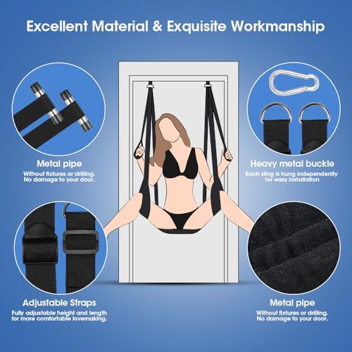 Adult Toy Sex Swing 360° Spinning – 2-in-1 BDSM Sex Toy with Premium Stand & Thick Padded Straps – Adjustable Bondage Restraints for Couples, Erotic Leather Swing Kit|B0D4V1TYMK