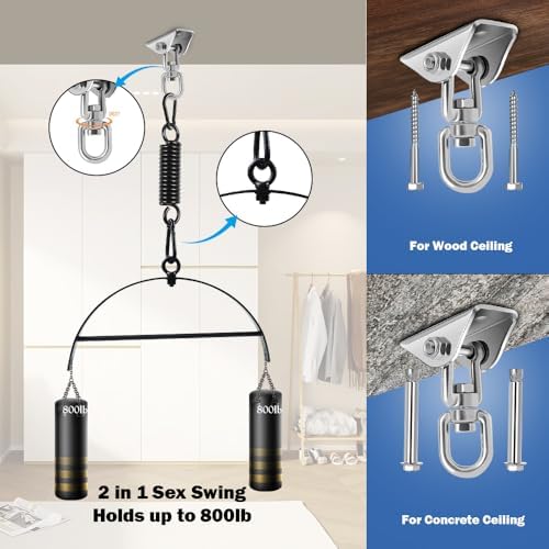 Adult Toy Sex Swing 360° Spinning – 2-in-1 BDSM Sex Toy with Premium Stand & Thick Padded Straps – Adjustable Bondage Restraints for Couples, Erotic Leather Swing Kit|B0D4V1TYMK