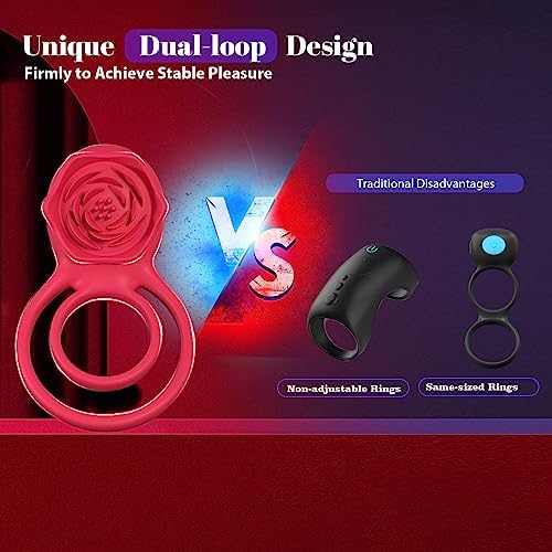Vibrating Cock Ring with Rose Clitoral Stimulator, Pleasure Penis Ring Vibrator Couples Adult Sex Toys for Men Women, 7 Vibrations Male Couple Sex Toy|B0C6MR7DFZ