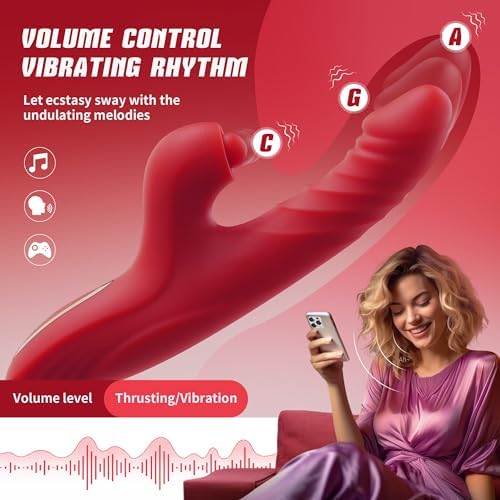 Vibrator Thrusting Dildo for Women Toendi G Spot Rose Toy Clitoral Stimulator Sex Toys Dildos Vibrator with 10 Vibration 7 Thrust Mode with Licking, Rabbit Vibrators Adult Sex Toy Couple AI Sync Games|B0BNHVM4C8