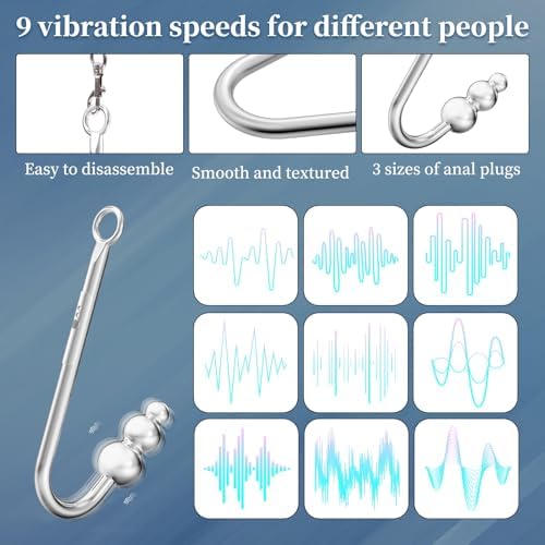 Vibrating Anal Hook BDSM Sex Bondage - Neck to Wrist Restraints Kit, Sex Toys for Couple Adjustable Behind Back Handcuffs Bondage Restraints Set, Bed SM Adult Sex Game Play, Sex Toys for Beginner|B0D91S8YX3