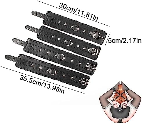 Sex Bondage Wrist & Thigh Cuffs BDSM Restraints Set, Sex Toys for Women with Adjustable Leg Straps, Pu Leather Bondage Couple Handcuffs for Beginner Thin Restraints SM Bedroom Game Play Accessories|B0CP1RCSGT