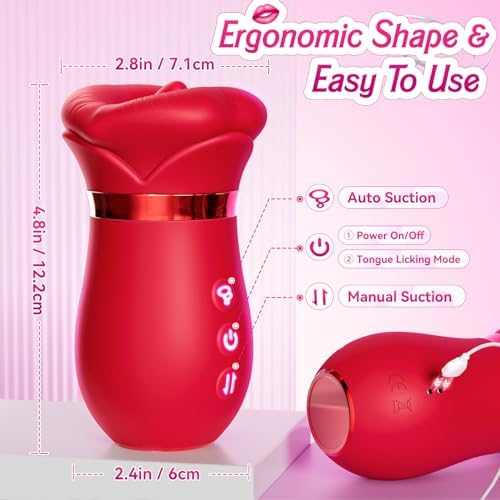 Vibrator Adult Sex Toys for Women - Sovokn 5IN1 Mouth Sucking Vibrator Rose Sex Toy, 10 Tongue Licking, 3 Auto & 1 Manual Sucking Adult Toys New APP, Anal Clit Nipple Vibrators Female Couples Sex Toys|B0CLRLP33T