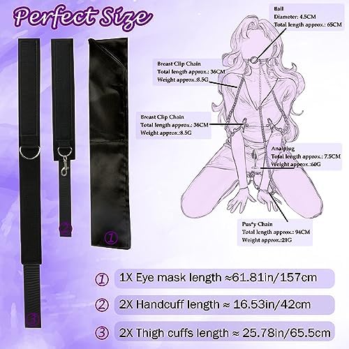 Sex Bondage BDSM Bondaged Restraints Set Adults Sex Toy with Breathable Ball Gag Nipple Clamp Clitoris Clip & Analplug, Wrist Thigh Cuffs Handcuffs Leg Straps & Eye Mask Blindfolds Included|B0CDLFB9Y2
