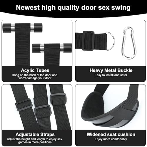 BDSM Door Sex Toys Sex Swing Bondage Slave Leather Soft Plush Sex Slings with Adjustable Straps, Hanging Door Handcuffs Leg Restraints Spreader Adult Toys for Couple|B0CZHXR2R9