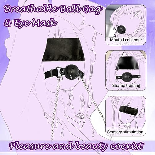 Sex Bondage BDSM Bondaged Restraints Set Adults Sex Toy with Breathable Ball Gag Nipple Clamp Clitoris Clip & Analplug, Wrist Thigh Cuffs Handcuffs Leg Straps & Eye Mask Blindfolds Included|B0CDLFB9Y2