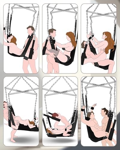 BDSM Sex Swing Bondage Restraints - UTIMI Couples Sex Toys Ceiling Sex Sling with Comfortable Padded and Sturdy Steel Frame, Easy to Assemble and Adjustable, 360 Degree Spinning Holds up to 800 lbs|B0DJT2J6YV