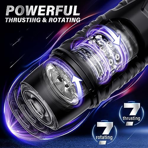 EINSEO AI Sync Male Masturbator Sex Toys for Men - Adult Toy Male Sex Toys with 7 Thrusting & 7 Rotating Modes, Pocket Pussy Hands Free Sex Machine LCD Display with Visual Window & Mounting Base|B0C9QLTS1B