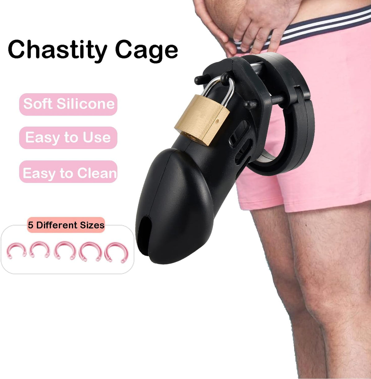 Adjustable Silicone Chastity Cage Set