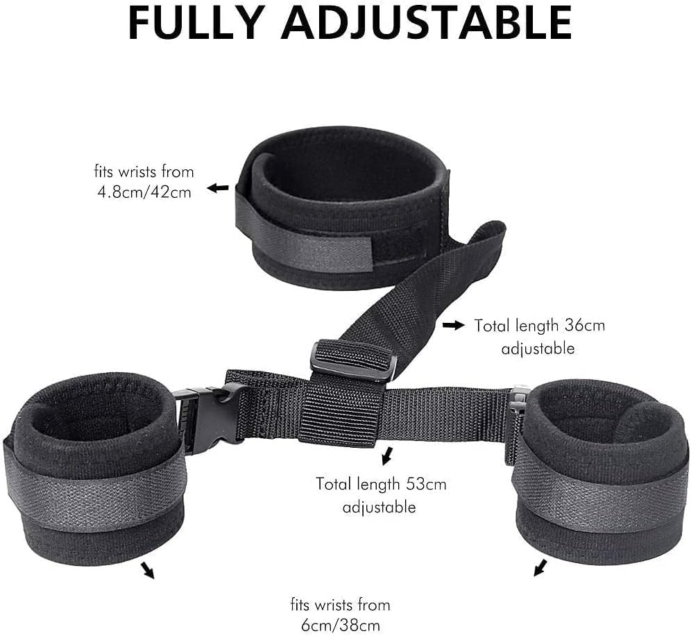 BDSM Neck to Wrist Restraints Bondage Set - Behind Back Handcuffs Collar with Blindfold Adjustable Bondage Set Bed SM Games Play Sex Toys for Couples S&M Whips|B09WCXFC1S