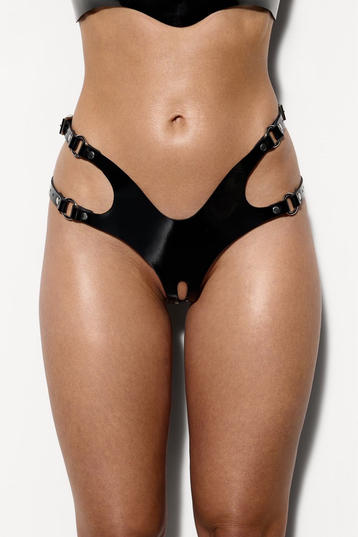 Sakura Lacquer Leather Detail Panties